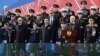 Кыргызстандын президенти Садыр Жапаров Орусиянын жана Казакстандын лидерлери менен чогуу Москвадагы парадда. 9-май, 2023-жыл. 
