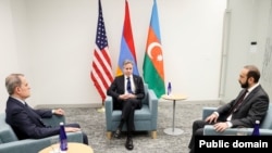 U.S. - U.S. Secretary of State Antony Blinken hosts talks between Foreign Minsters Ararat Mirzoyan of Armenia and Jeyhun Bayramov of Azerbaijan in Arlington, May 4, 2023.