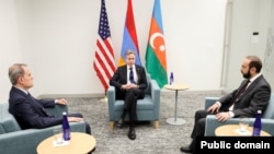 U.S. - U.S. Secretary of State Antony Blinken hosts talks betewen the Armenian and Azerbaijani foreign minsters in Arlington, May 4, 2023.
