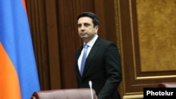 Armenia - Speaker Alen Simonian arrives for a session of the Armenian parliament, Yerevan, February 28, 202.