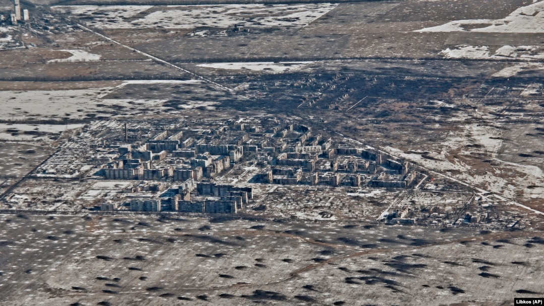 Vuhledar as seen from the air in September 2023 