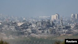 Ndërtesa të shkatërruara në Rripin e Gazës. 8 nëntor 2023.
