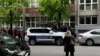 Serbia -- Police in front of the elementary school Vladislav Ribnikar due to mass shooting, Belgrade, May 3, 2023.