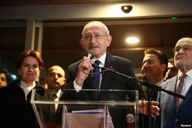 Kemal Kilicdaroglu addresses the media following a meeting of the opposition alliance in Ankara in March.