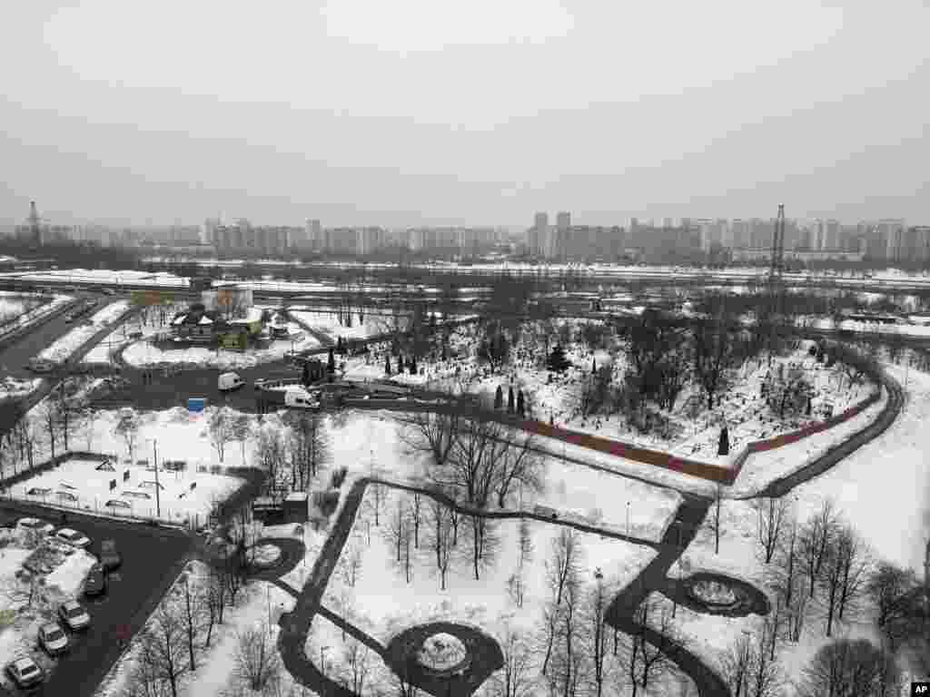 An aerial view of Borisovskoye cemetery