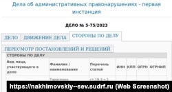 Информация о привлечении крымчанина Александра Тарасенко к административной ответственности, 9 августа 2023 года. Скриншот