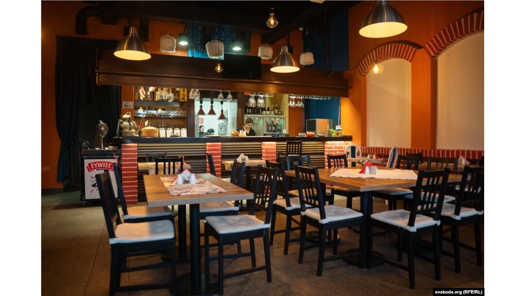 The Budzma tavern in Warsaw, which was recently opened by Vasil Prakofyeu and his wife, Volha.