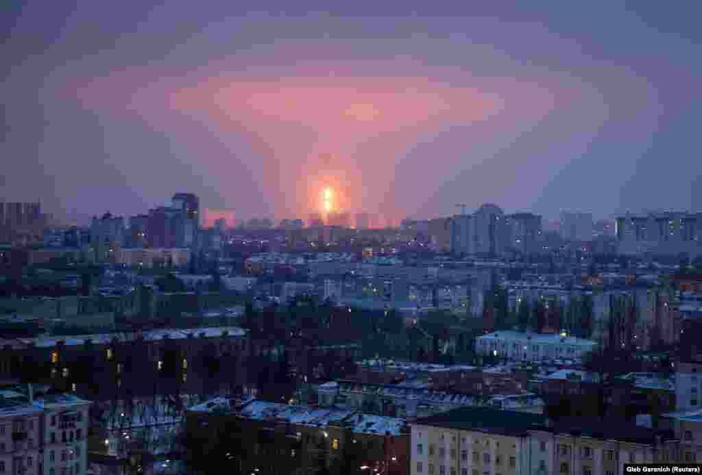 Russian missiles targeted the Ukrainian cities of Kyiv (pictured) and Kharkiv early on January 23, killing at least six people in a fresh wave of missile attacks&nbsp;as Moscow&#39;s war approaches its third year.