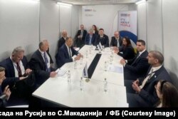 Министерот за надворешни работи на Русија, Сергеј Лавров со министрите за надворешни работи на Северна Македонија, Бујар Османи и министерот за надворешни работи на Малта, Иан Борг, Скопје, 30.11.2023.