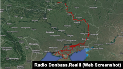 Карта України всіяна червоними точками – це позначки місць побудови Росією оборонних укріплень