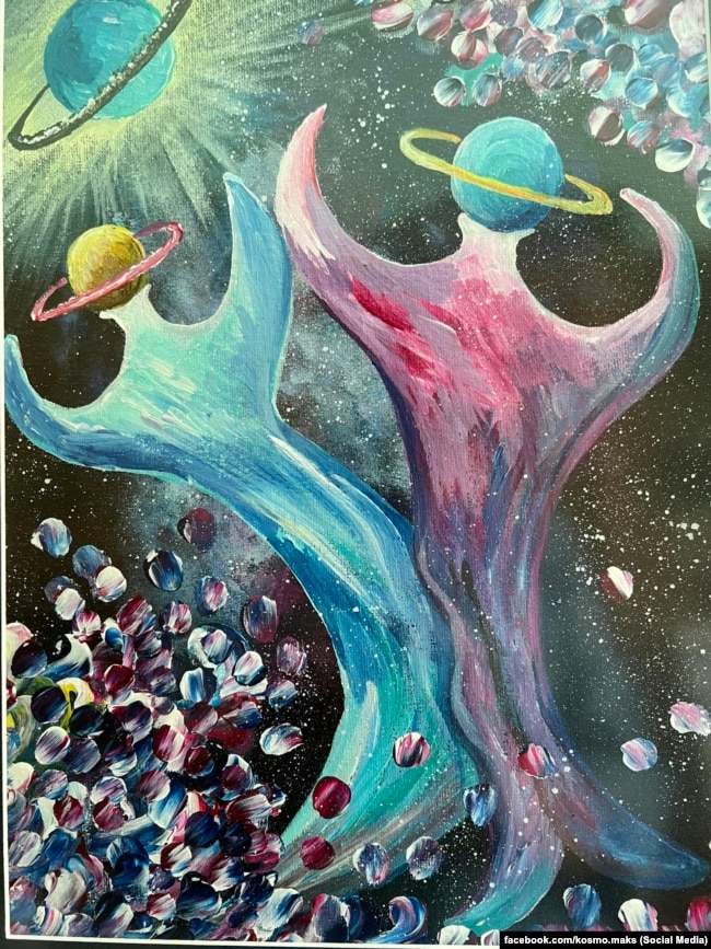 Картина Максима Бровченка. Ілюстрація до його книги про космос «Планета А»