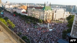 Protesta në Beograd kundër minierës së litiumit. 10 gusht 2024. 