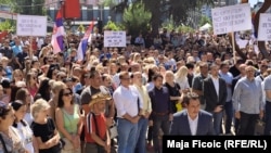 Serbs from northern Kosovo protested on August 7 against the opening of the main bridge in North Mitrovica that divides the city into the Albanian-majority south and the Serb-majority north.