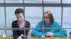 Zhenya Berkovich and Svetlana Petriychuk participate in a meeting of the Moscow City Court via video link from the pre-trial detention center