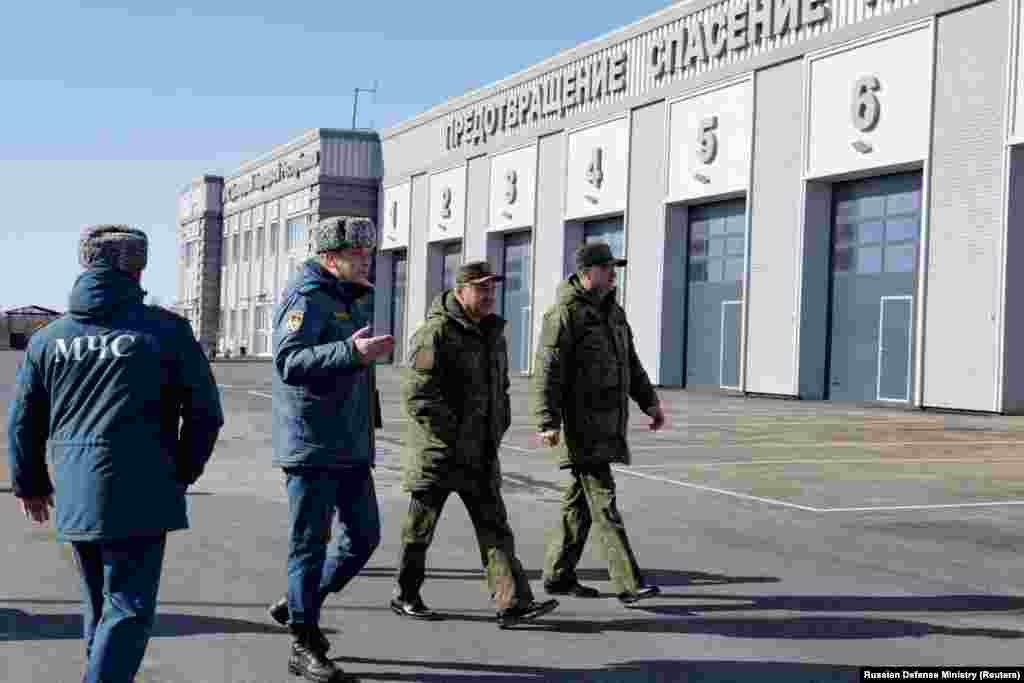 On March 6, 2023, the Kremlin released photos of Russian Defense Minister Sergei Shoigu reportedly touring a medical center built by the Russian military in Mariupol, as the rest of the city remains largely in ruins. The date of Shoigu&#39;s visit was not specified.