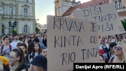 Detalj sa protesta protiv iskopavanja litijuma u Novom Sadu, 7. avgust 2024.