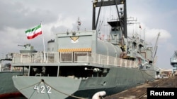 Two Iranian Navy warships are seen docked at Port Sudan in the Red Sea in 2012.