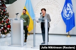 Президент України Володимир Зеленський і директор Міжнародного валютного фонду (МВФ) Крісталіна Георгієва у Вашингтоні (архівне фото)