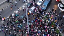 Georgia - crowds blocking a street in central Tbilisi during protests over foreign agents bill - screen grab