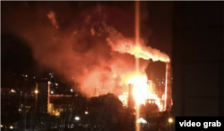Пожар на НПЗ в Туапсе, 25 января 2024 года. Скриншот с видео