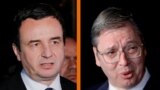 Prim-ministrul kosovar Albin Kurti și președintele sârb Aleksandar Vucic.