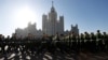 Russian soldiers march before a military parade on Victory Day in Moscow on May 9.