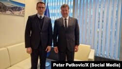 Petar Petković i Miroslav Lajčak u Briselu 11. decembra 2023.