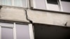 building crack, block of flats, Bucharest, Romania