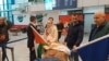 Bosnia and Herzegovina, Sarajevo Airport, four relatives of Bosnian citizens evacuated from Gaza. 