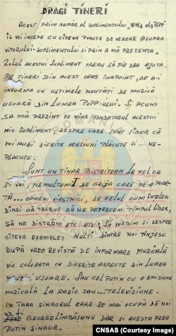 Revista, scrisă de mână, a celor doi tineri din Bistrița.