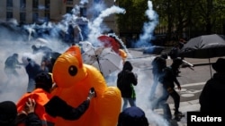 Protesti za Prvi maj u Nantu, Francuska