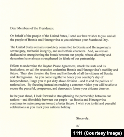 Pismo predsjednika SAD Joa Bidena, 21. november 2023. godine.