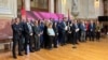 Predstavnici koalicije "Srbija protiv nasilja" na konferenciji za medije u Narodnoj skupštini, 11. mart 2024.