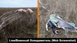 Остатки парашютной экипировки после катапультирования одного из пилотов российского самолета Су-34, сбитых 22 декабря 2023 года в Херсонской области