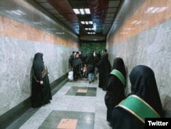 Hijab guards patrol in a Tehran subway station in November.