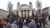 Протестът стигна и до сградата на Народния театър "Иван Вазов", 2 март 2023 г.