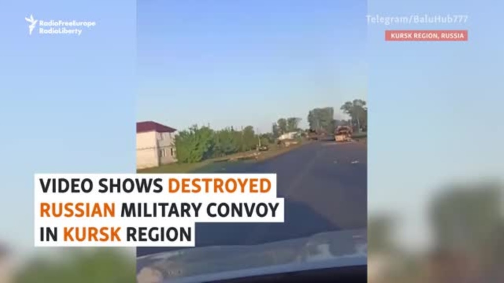 Video Shows Destroyed Russian Military Convoy In Kursk Region