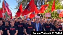 Pamje nga protesta e shqiptarëve në jug të Serbisë, të cilët e akuzojnë Qeverinë serbe për diskriminim, Bujanoc, 12 gusht 2024.