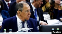 Russian Foreign Minister Sergei Lavrov attends a meeting for foreign ministers of OSCE countries in North Macedonia in 2023. 