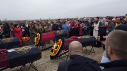 Funeral of mercenaries of PMC "Wagner" in the village of Bakuskaya, Krasnodar Territory