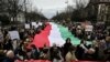 Protesters take part in an anti-government demonstration in Budapest on March 15. 