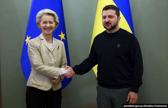 Президент України Володимир Зеленський та голова Єврокомісії Урсула фон дер Ляєн. Київ, 4 листопада 2023 року