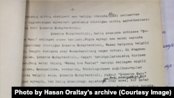 Азаттық радиосының 1973 жылғы 27 қаңтардағы Шәкерім шығармалары туралы хабарының жазбасы. Хасен Оралтайдың жеке қорынан алынды.