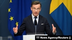 Švedski premijer Ulf Kristersson na konferenciji za novinare u Stockholmu, Švedska, 14. marta 2023.