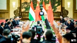 Hszi Csin-ping kínai elnök és Orbán Viktor miniszterelnök tárgyalása Pekingben 2019. április 25-én