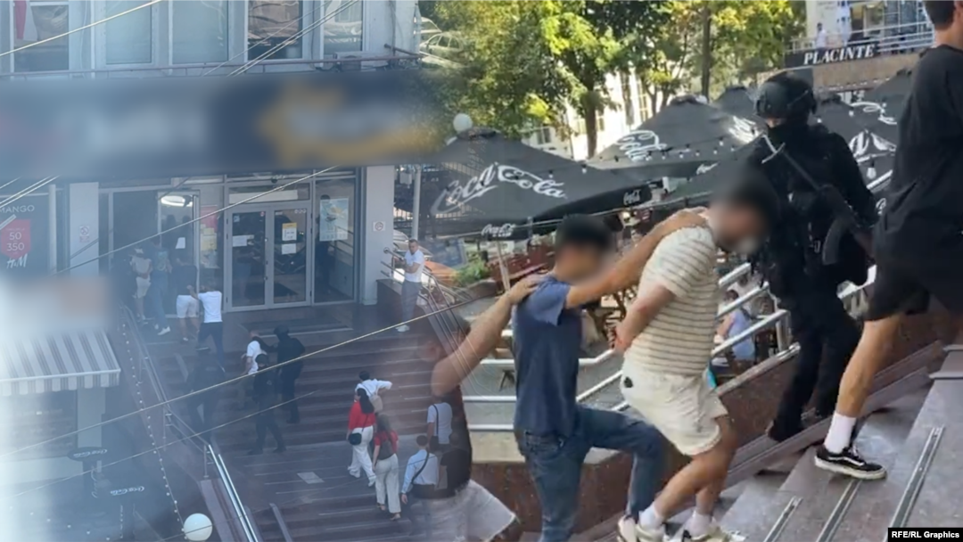Imagini surprinse la una dintre rețineri, în centrul Chișinăului.
