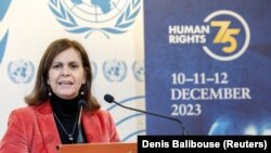 Meirav Eilon Shahar, izraelska ambasadorica pri Ujedinjenim narodima u Ženevi, 12. 12. 2023.