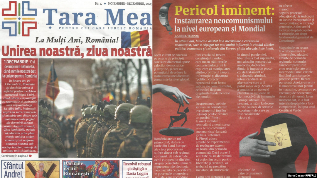 
Două numere ale ziarului „Țara mea” - cel din noiembrie/decembrie 2023 și cel din aprilie 2024 - colaj foto