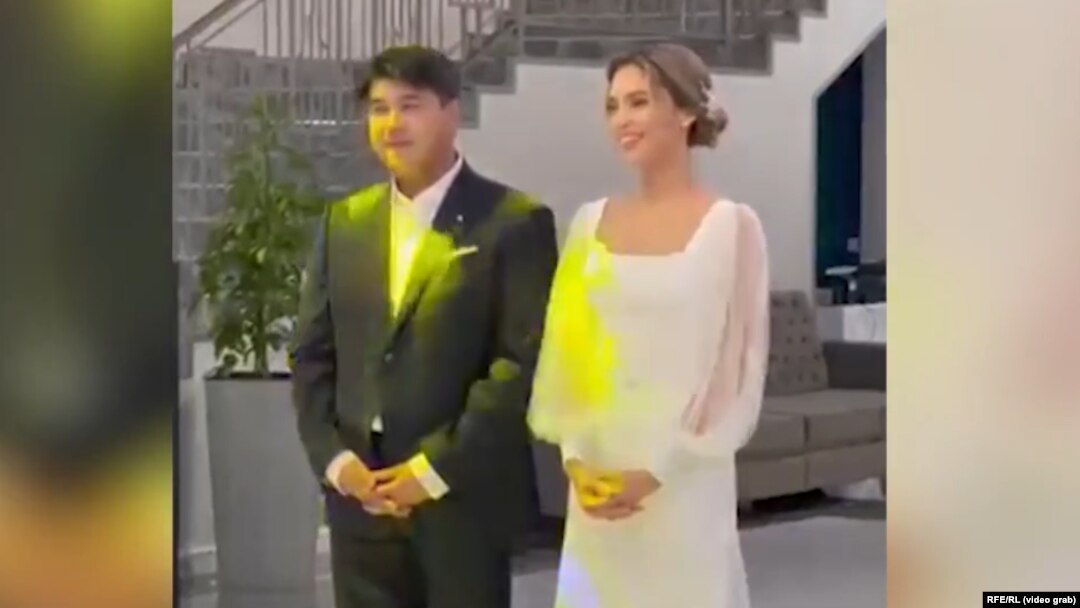Quandyq Bishimbaev and Saltanat Nurkenova at their wedding