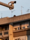 Serbia - A surveillance camera is seen in front of a residential building in Belgrade, Serbia, August 12, 2020. Picture taken August 12, 2020